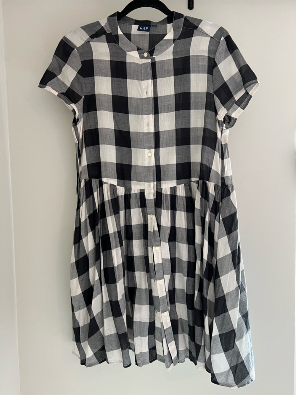GAP Black & White Gingham Button-Front Dress